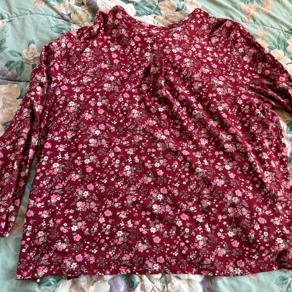 Style & Co. Burgundy Floral Top - Picture 7 of 9